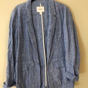 old navy jean striped trouser jacket